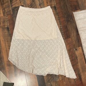 Elegant Lace Asymmetrical Skirt - Cream